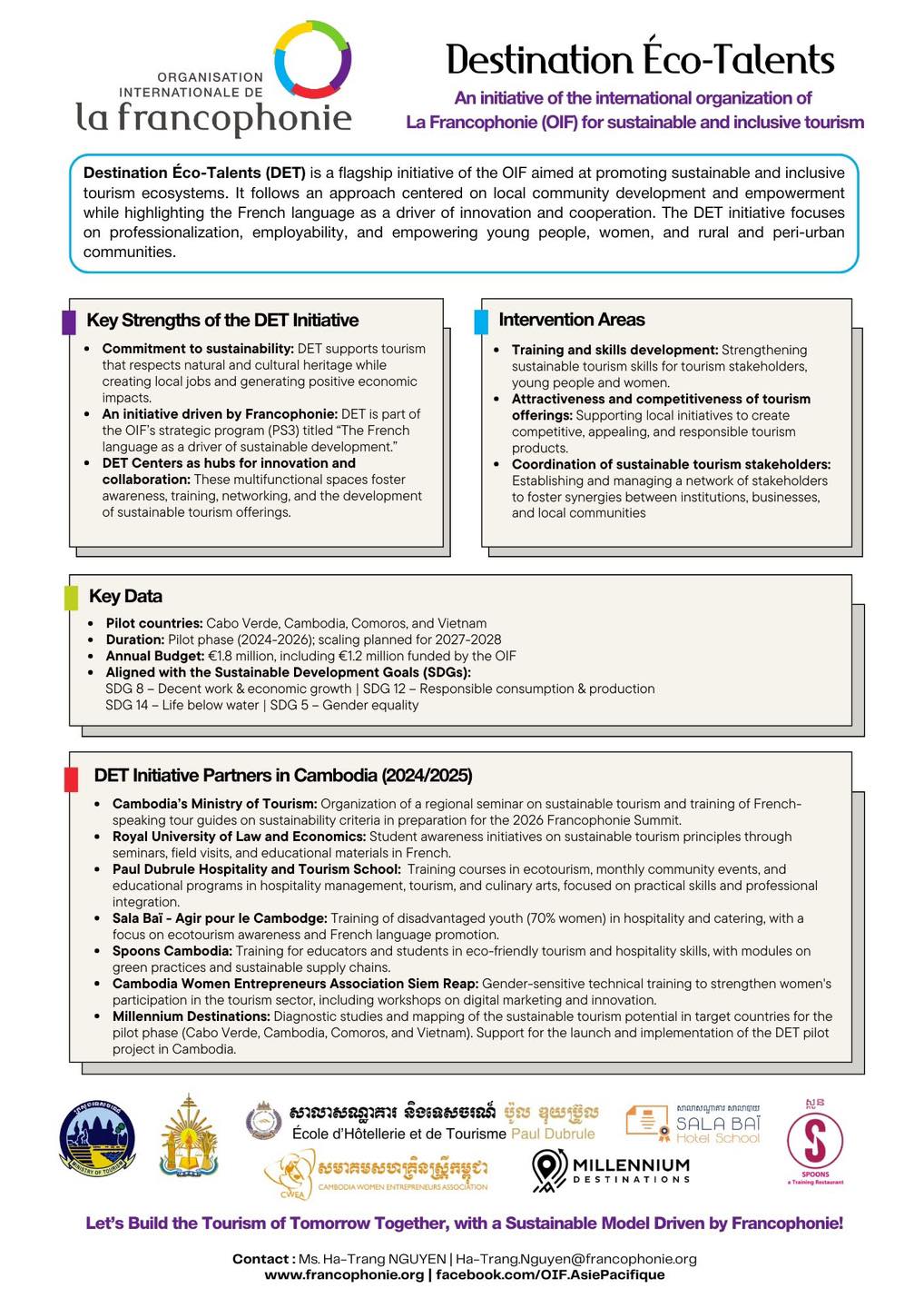 ព័ត៌មានសំខាន់ៗពីគម្រោង Destination Eco-Talents របស់អង្គការ Organisation internationale de la Francophonie