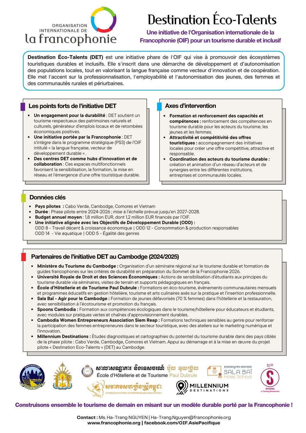 Important information from the Destination Eco-Talents project of the Organisation internationale de la Francophonie